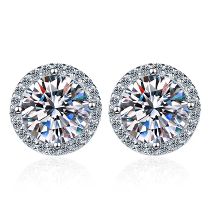 Sterling Silver 0.5 1 2Ct Round Moissanite Stud Earrings For Women
