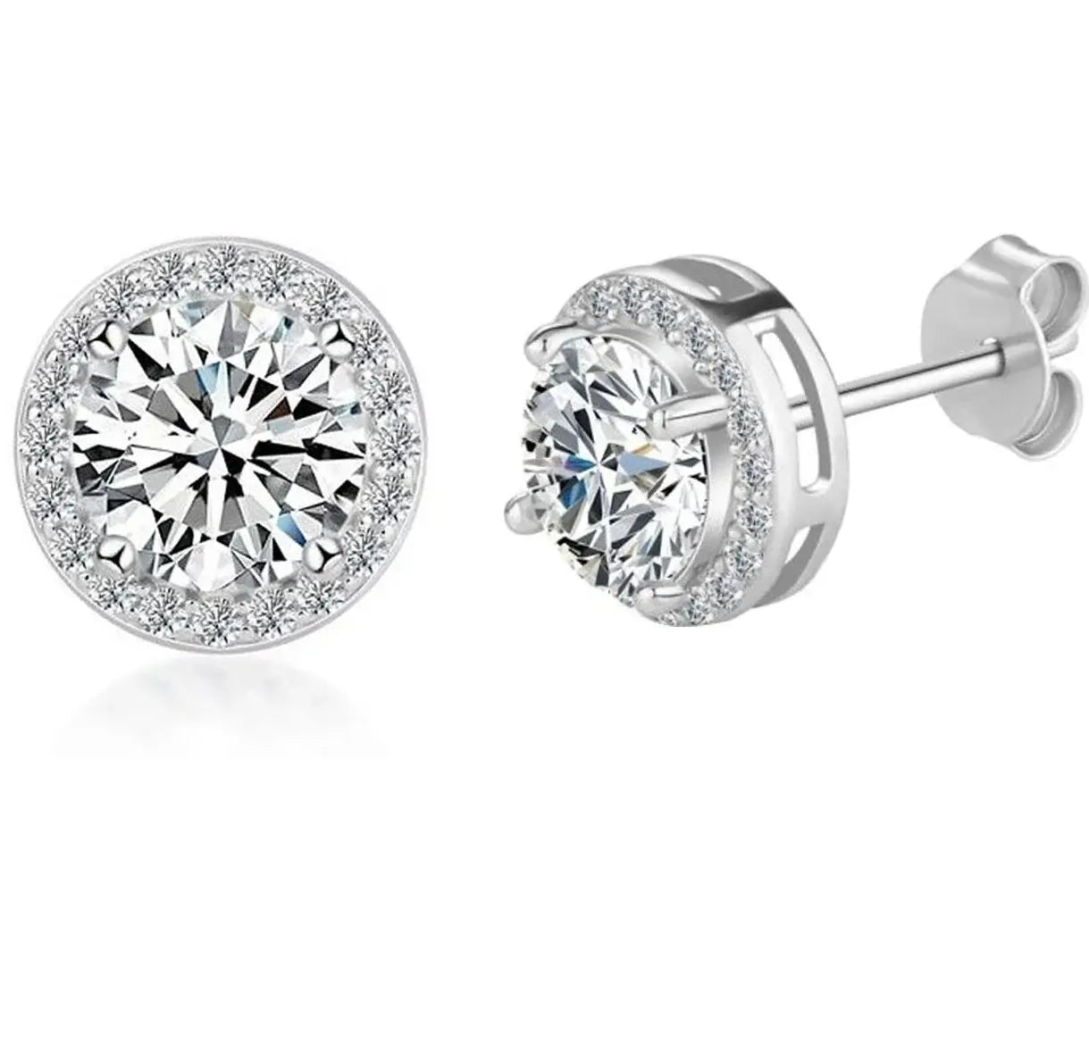 Sterling Silver 0.5 1 2Ct Round Moissanite Stud Earrings For Women