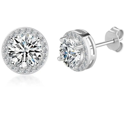 Sterling Silver 0.5 1 2Ct Round Moissanite Stud Earrings For Women