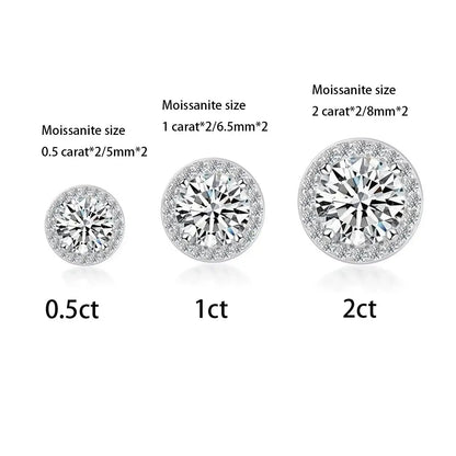 Sterling Silver 0.5 1 2Ct Round Moissanite Stud Earrings For Women