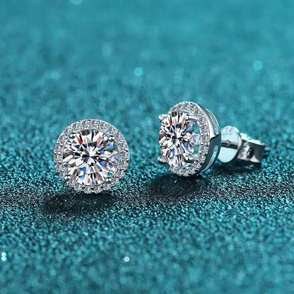 Sterling Silver 0.5 1 2Ct Round Moissanite Stud Earrings For Women