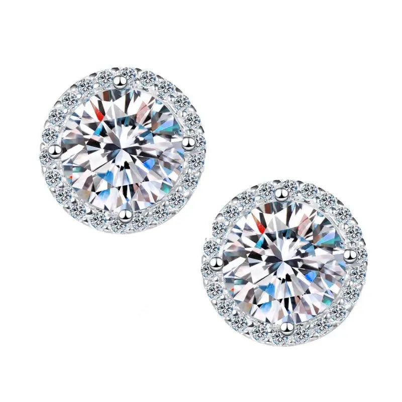 Sterling Silver 0.5 1 2Ct Round Moissanite Stud Earrings For Women