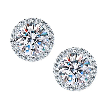 Sterling Silver 0.5 1 2Ct Round Moissanite Stud Earrings For Women