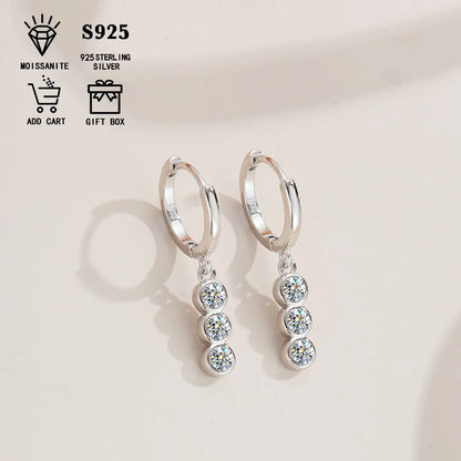 Sterling Silver S925 1.2ct Moissanite Round Stud Earrings For Women