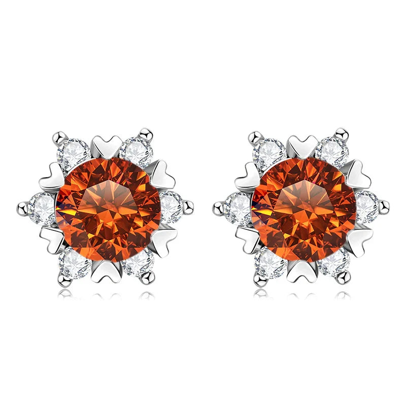 Sterling Silver S925 Moissanite Snowflake Stud Earrings 6-Claw Valentine's