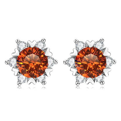 Sterling Silver S925 Moissanite Snowflake Stud Earrings 6-Claw Valentine's