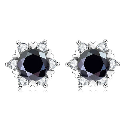 Sterling Silver S925 Moissanite Snowflake Stud Earrings 6-Claw Valentine's