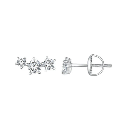 Sterling Silver S925 Moissanite Star Stud Earrings Screw Back Engagement Gift