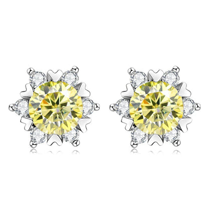 Sterling Silver S925 Moissanite Snowflake Stud Earrings 6-Claw Valentine's