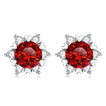 Sterling Silver S925 Moissanite Snowflake Stud Earrings 6-Claw Valentine's