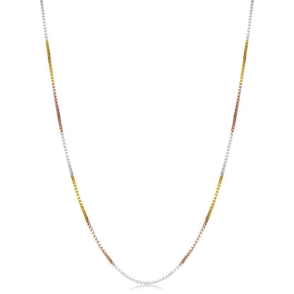 Sterling Silver Tri Color Box Chain Adjustable 16-24 Inch