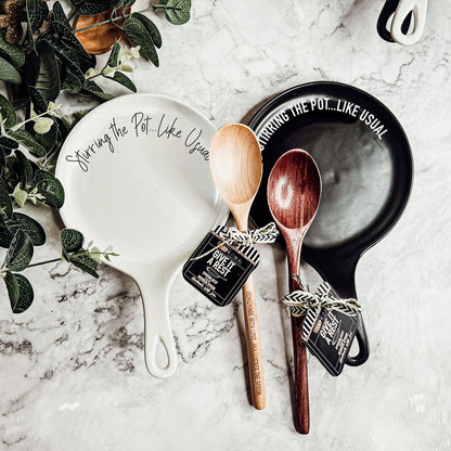 Spoon Rest And Wooden Spoon Set Custom Color Quote Choice Kitchen Gift