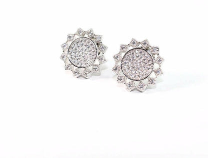 Sun Chakra Sparkling Stud Earrings Sterling Silver CZ