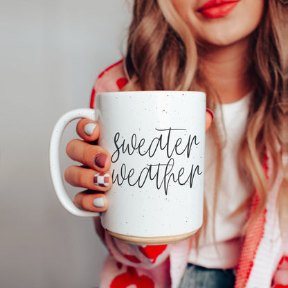 Sweater Weather Ceramic Mug 16oz - Cozy Autumn Winter Coffee Tea Cup