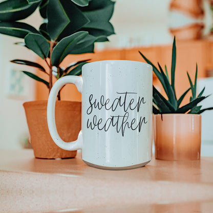 Sweater Weather Ceramic Mug 16oz - Cozy Autumn Winter Coffee Tea Cup