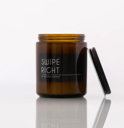 Swipe Right Scented Candle 8oz Soy Candle Spicy Leather Vetiver Myrrh