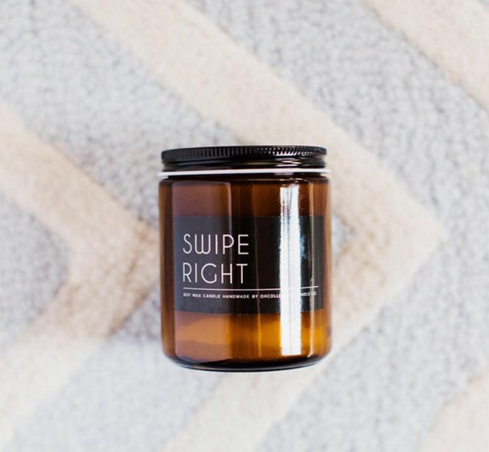 Swipe Right Scented Candle 8oz Soy Candle Spicy Leather Vetiver Myrrh