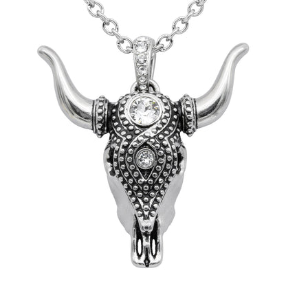 Taurus Bull Skull Necklace Sterling Silver Pendant Chain