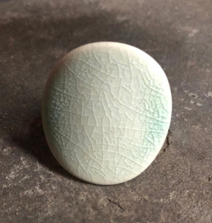 Teal Ceramic Adjustable Cocktail Statement Wide Band Ring