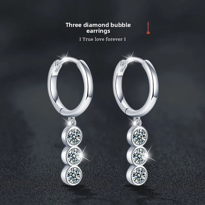 S925 Sterling Silver Moissanite Dangle Earrings Fringe Drop Studs for Women