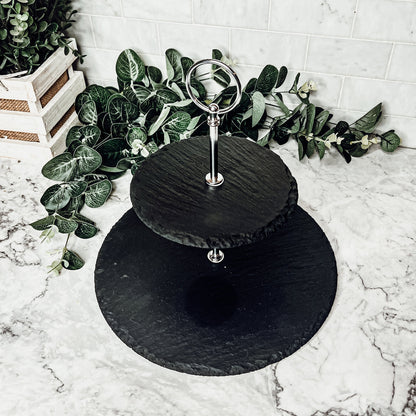 Tiered Slate Serving Stand - 3-Tier Dessert & Appetizer Display for Parties