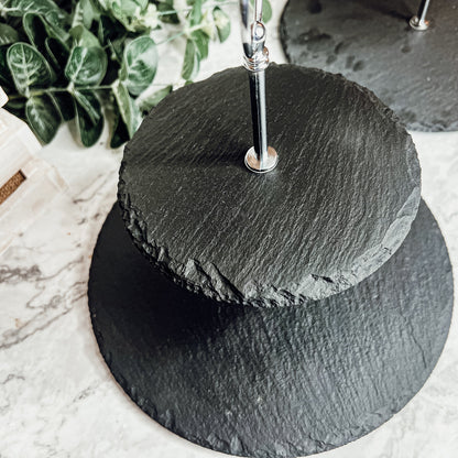 Tiered Slate Serving Stand - 3-Tier Dessert & Appetizer Display for Parties