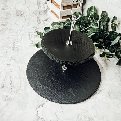 Tiered Slate Serving Stand - 3-Tier Dessert & Appetizer Display for Parties