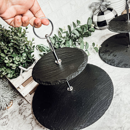 Tiered Slate Serving Stand - 3-Tier Dessert & Appetizer Display for Parties