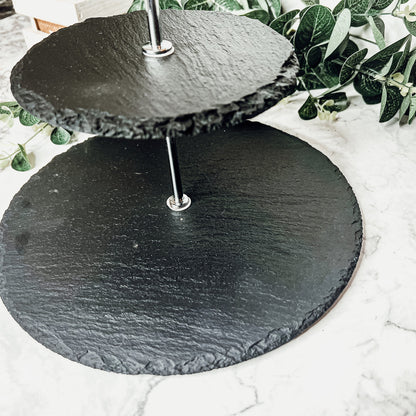 Tiered Slate Serving Stand - 3-Tier Dessert & Appetizer Display for Parties