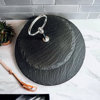 Tiered Slate Serving Stand - 3-Tier Dessert & Appetizer Display for Parties