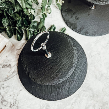 Tiered Slate Serving Stand - 3-Tier Dessert & Appetizer Display for Parties