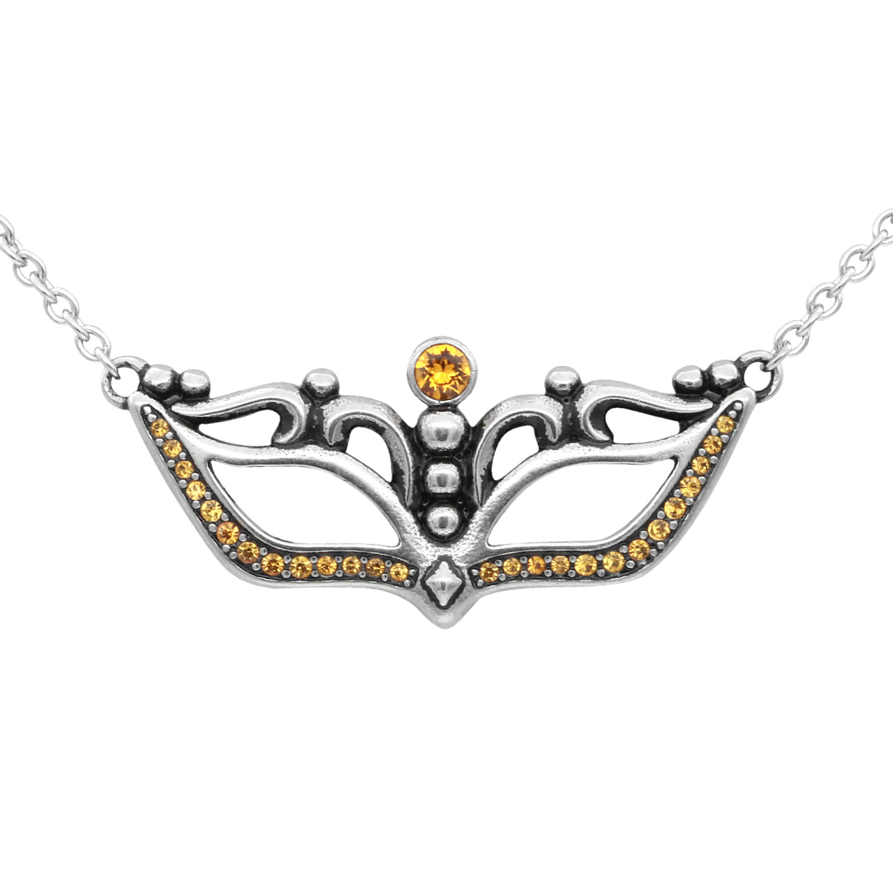 Topaz Mask Necklace Silver Pendant Yellow Topaz Accents