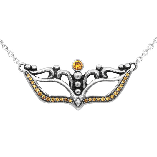 Topaz Mask Necklace Silver Pendant Yellow Topaz Accents