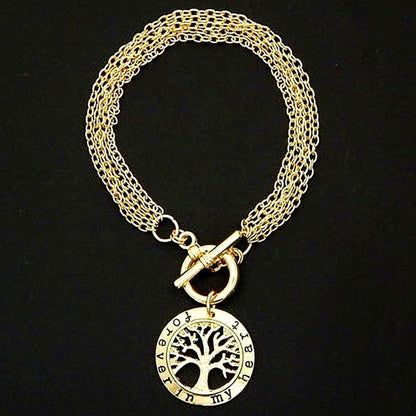 Tree Of Life Chain Bracelet Gold Plated Toggle Clasp