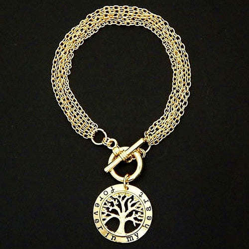 Tree Of Life Chain Bracelet Gold Plated Toggle Clasp