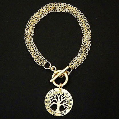 Tree Of Life Chain Bracelet Gold Plated Toggle Clasp