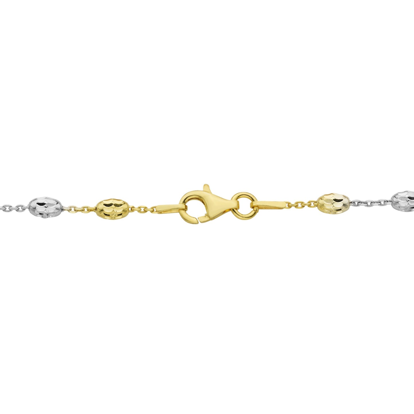 Tri Tone Sterling Silver Moon Cut Chain Necklace 18 Inch