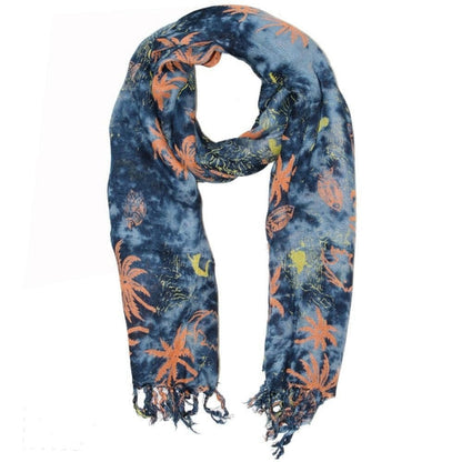 Tropical Blue Island Print Sarong Wrap Lightweight Beach