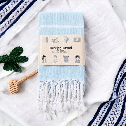 Turkish Cotton-Bamboo Hand Towel With Tassels Oversized Soft Absorbent