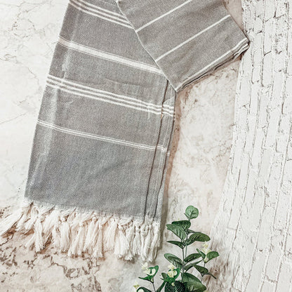 Turkish Stripe Towel 180 GSM Haley Lightweight Flat Woven Beach Bath Towel