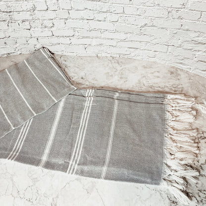 Turkish Stripe Towel 180 GSM Haley Lightweight Flat Woven Beach Bath Towel