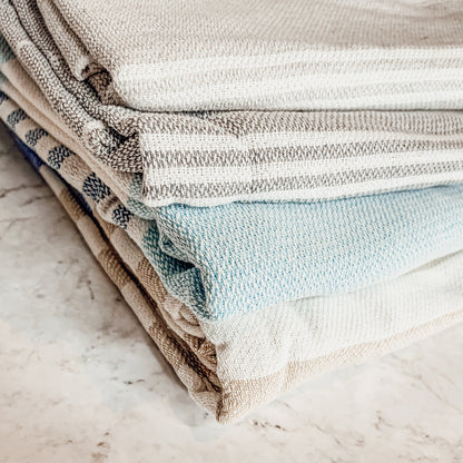 Turkish Stripe Towel 180 GSM Haley Lightweight Flat Woven Beach Bath Towel