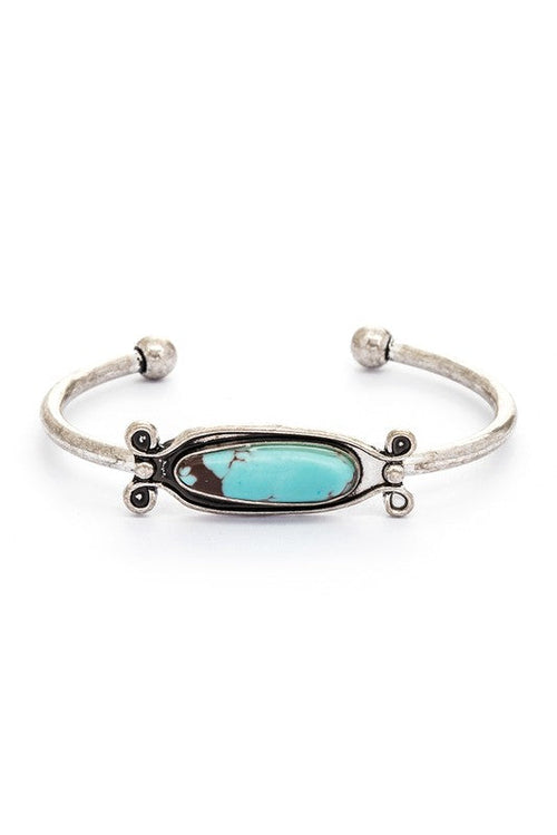 Turquoise Adjustable Open Bangle Bracelet Boho Cuff