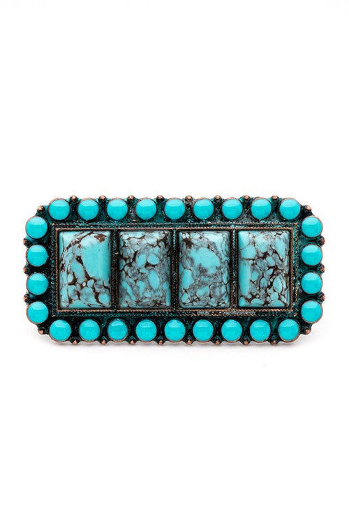 Turquoise Stone Stretch Double Knuckle Ring Adjustable