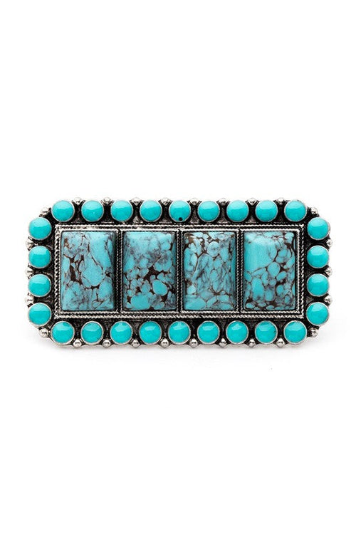 Turquoise Stone Stretch Double Knuckle Ring Adjustable