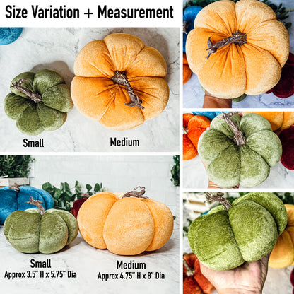 Velvet Pumpkins - Plush Fall Tabletop Decor, Mini Velvet Pumpkins for Mantel