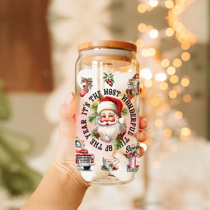 Vintage Christmas 17oz Can Cup - Retro Holiday Tumbler With Nostalgic Graphics