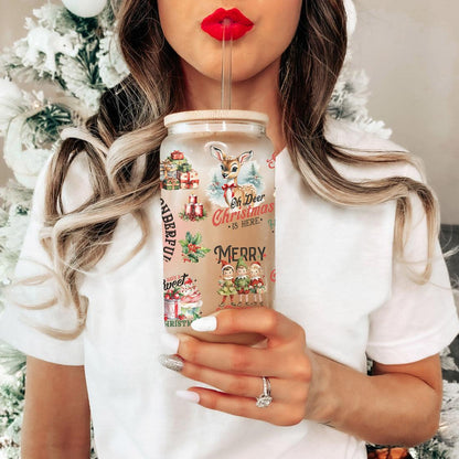 Vintage Christmas 17oz Can Cup - Retro Holiday Tumbler With Nostalgic Graphics