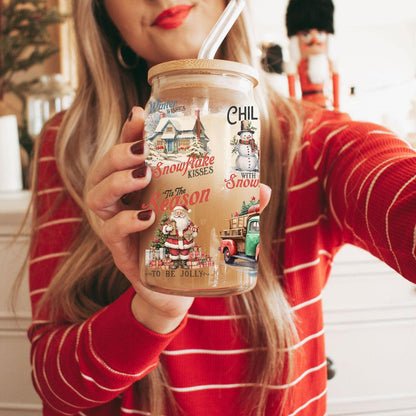 Vintage Christmas 17oz Can Cup - Retro Holiday Tumbler With Nostalgic Graphics