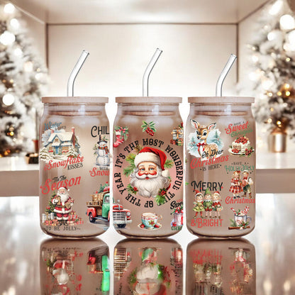 Vintage Christmas 17oz Can Cup - Retro Holiday Tumbler With Nostalgic Graphics